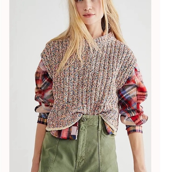 NWOT Free People Desert Rainbow Knit Sweater Vest - Picture 1 of 3